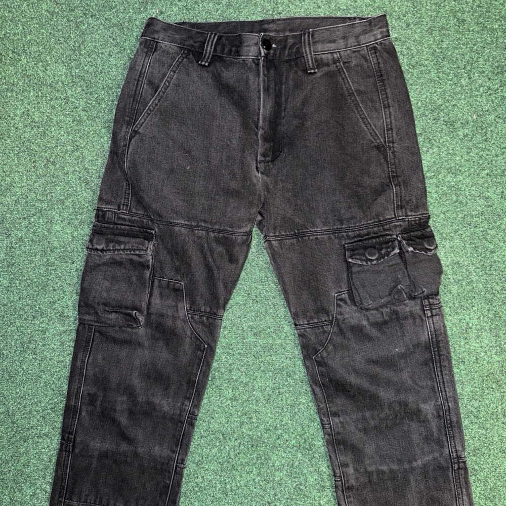 Mnml Jeans Mens 28x31 Black Double Knee Cargo Pants Streetwear Paratroopers‎ H16